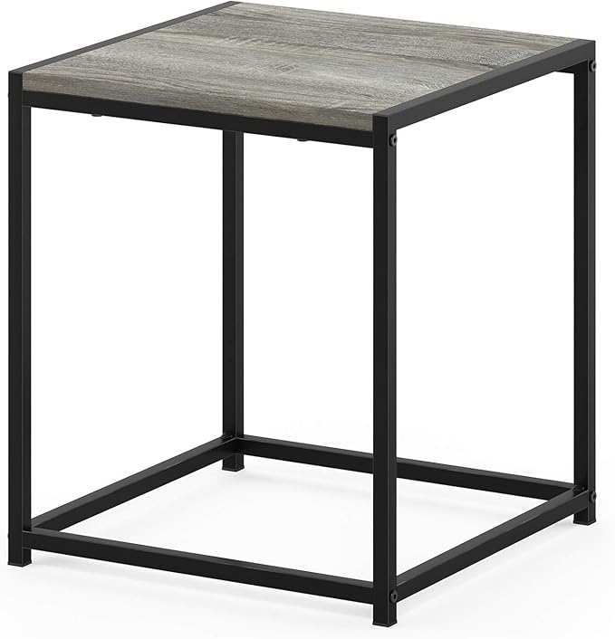 FURINNO Camnus Modern Living End Table, French Oak Grey, 15.75 in x 15.75 in x 17.83 in