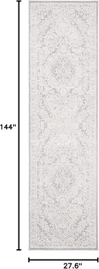 SAFAVIEH Reflection Collection Runner Rug - 2'3" x 12', Light Grey & Cream, Non-Shedding & Easy Cleaning, Ideal for Living Room, Bedroom (RFT668G)