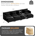 ELUCHANG Oversized 153" Modular Sectional Sofa, Comfy Deep Seat Cloud Couch, Sleeper Sofa Bed, 8 Seat Modern Couch with Removable Cover for Living Room, Apartment, DIY Combination, Chenille Black