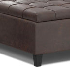 SIMPLIHOME Harrison 40 inch Wide Transitional Square Large Coffee Table Storage Ottoman in Distressed Brown Vegan Faux Leather, Assembled, for The Living Room and Bedroom