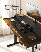 ErGear Electric Standing Desk with Drawers, 55″ x 28″ Gaming Table Compatible Monitor Stand, Stand up Desks, Home Office Height-Adjustable Desk with Storage Shelf, 4 Preset Heights, Black