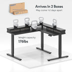 FLEXISPOT 71" Large L Shaped Standing Desk Electric Corner Table with Shelf, 4 Storage Drawers, Adjustable Computer Workstation for Home, Office, Game, Studio, Black Top + Black Frame