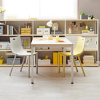 Need Computer Desk, 47 inch Home Office Desk, Modern Simple Style Home Office Gaming Desk, Basic Writing Table for Study Student, White Metal Frame, Teak