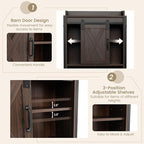 LOKO Over The Toilet Storage Cabinet, Freestanding Bathroom Space Saver with Adjustable Shelves & Sliding Barn Door, 4-Tier Over Toilet Bathroom Organizer, 25 x 9.5 x 67.5 inches (Espresso)