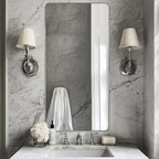 ANDY STAR Brushed Nickel Mirrors for Bathroom Sink, 24x48 Inch Bathroom Vanity Mirror with Rectangular Metal Frame-Modern Clean Design with Superior Stainless Steel Frame