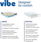 Vibe Quilted Hybrid Mattress, 12-Inch Innerspring and Pillow Top Gel Memory Foam Mattress, Fiberglass Free, CertiPUR-US Certified Bed in a Box, Full, White