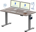 FLEXISPOT EN1 One-Piece Standing Desk 55 x 28 Inches Height Adjustable Electric Desk (Silver Frame + Grey Wood Grain Top, 2 Packages)