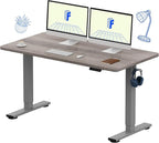 FLEXISPOT EN1 One-Piece Standing Desk 55 x 28 Inches Height Adjustable Electric Desk (Silver Frame + Grey Wood Grain Top, 2 Packages)