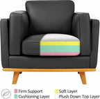 MCombo Napa Leather Accent Chair, 41.9'' Wide Leather Chair for Living Room, Office, Solid Wood Accent, VE792 (Black)