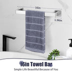 16 in Matte Bathroom Accessories Set, Bath Towel Bar Set, Stainless Steel Bathroom Hardware Set, Towel Racks for Bathroom Wall Mounted 5 Pcs（Silvery）
