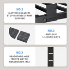 14 Inch Twin Size Bed Frame, 3500Lbs Heavy Duty Metal Platform with Round Corner Legs Mattress Slide Stopper, Steel Slat Support No Box Spring Needed, Noise Free, Non-Slip, Easy Assembly