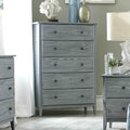 Grain Wood Furniture Greenport 5-Drawer Chest, Solid Wood with Brushed Grey Finish