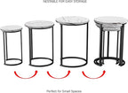 Lavish Home Nesting Tables - Set of 3 Round Side Tables for Living Room, Bedroom, or Home Office - Faux Marble End Table Set - Modern Living Room Furniture (White)
