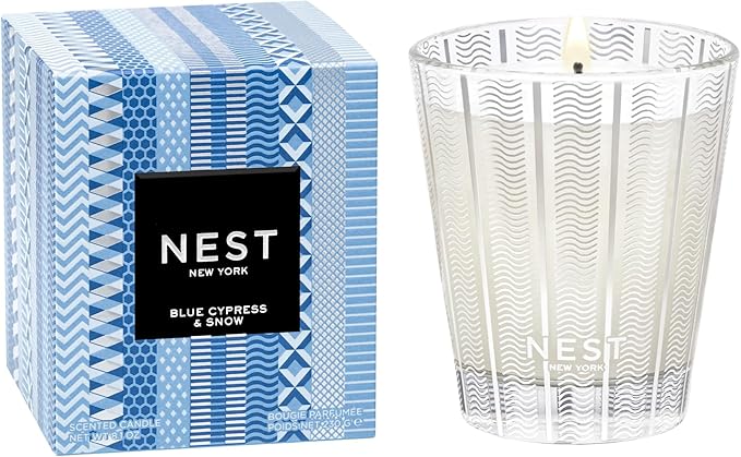 NEST New York Scented Classic Candle, Blue Cypress & Snow - 8.1 oz - Up to 60-Hour Burn Time - Reusable Glass Vessel