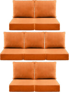 Luxury 6" Outdoor Cushions for Patio Furniture, 24x24x6" Thick Seat Cushion Set of 7, Fade Resistant Couch Chair Replacement Cushions High Density Deep Wicker Chair Cushion w/ Removable Cover, Orange