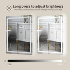 WTTY LED Bathroom Mirror 28"x36" with Backlit and Front Light,Stepless Dimmable LED Mirror for Bathroom,Anti-Fog Lighted Bathroom Vanity Mirror Modern,Memory Function,Shatter-Proof