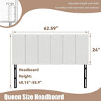 Yongchuang Upholstered Headboard Queen Size Head Board for Queen/Full Bed Adjustable Height Panel Headboards Grayish White Linen