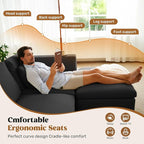 144" Cloud Sectional Couches for Living Room, Convertible U-Shape Couch with Ottoman, 6 Seater Modular Sectional Sofa,Black Chenille