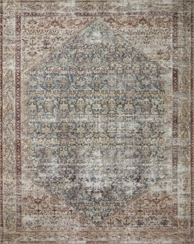 Loloi Amber Lewis Georgie Collection GER-04 Teal/Antique 8'-4" x 11'-6", .19" Pile Height, Area Rug