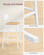 VASAGLE Bar Stool Set of 2, Bar Chairs for Kitchen, Dining Room, Industrial, Oak Beige and White ULBC070W09