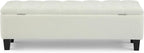 Christopher Knight Home Ottilie Boucle Fabric Storage Ottoman Bench, Wooden Rectangular Ottoman with Storage, Bedroom End of Bed Foot Stool, Entryway Ottoman Footrest, Living Room Extra Seat, White
