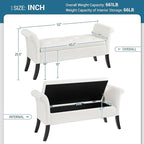 Yaheetech Ottoman with Storage, 52" Storage Ottoman Bench with Safety Hinge, Upholstered Bench with Seating for Bedroom, Living Room, Holds up to 661 lb, White