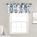Lush Decor Dolores Light Filtering Valance Curtains Single, 52" W x 18" L Blue - Valances for Windows - Vintage Valance Floral - Coquette Décor