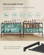 SONGMICS Shoe Rack, 3-Tier Shoe Storage Organizer, Space-Saving, 11.6 x 24.5 x 21 Inches, Entryway, Metal Frame, Non-Woven Fabric Shelves, Ink Black ULSH023BH01