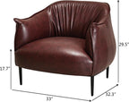 KINWELL 33" W Faux Leather Barrel Chairs Set of 2 with Hand-Tufted Pleated Back Flared Arms, Modern PU Upholstered Accent Chairs with Metal Legs, Large Armchairs Lounge Chairs for Living Room, Red