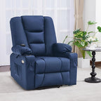 MCombo Power Lift Recliner Chair for Elderly, Lift Chair with Heat and Massage, USB Ports, Cup Holders, Faux Leather 7519 (Medium, Navy Blue)