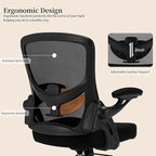 Office Chair Ergonomic, Comfy Desk Chair with Flip up Arms, Mesh Computer Chair with Adjustable Lumbar Support, Home Office Chairs 300 Lbs Capacity