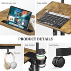 Small Standing Desk with Wheels, Mobile Stand Up Desk, Portable Standing Table on Wheels for Walking Pad, Rolling Computer Desk Adjustable Height, Tall Table