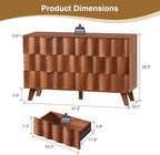 6 Drawer Dresser, Modern Fluted Storage Dresser with Deep Drawers and Metal Handles, Wood Chest of Drawers Storage Organizer for Bedroom, Living Room, Hallway (Walnut)
