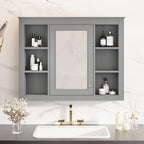 Bathroom Wall Cabinet with Mirror, 35'' x 27.5'' Medicine Cabinet with Mirror Door and Adjustable Shelves, Over Toilet Storage Cabinet, Wall-Mounted Bathroom Mirrors for Over Sink with Storage
