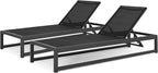Christopher Knight Home Eudora Outdoor Chaise Lounge (Set of 2), Aluminum, Black, Gray