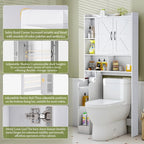 Over The Toilet Storage Cabinet with Barn Doors, Rustic Bathroom Organizer, Space-Saving Shelf for Laundry, White