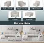 Legend Vansen Modular Sectional Sofa U Shaped Couch with Ottoman Modern Reversible Corner Sectional Couch for Living Room (Cream, U Shaped Sofa-5)