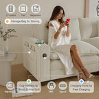 Cloud Couch, Modular Sectional Sofa with Ottoman, Charging Station, Throw Pillows, Cup Holders, Modern Convertible L Shaped Couches for Living Room, Bedroom (White, 152"- L Shape)