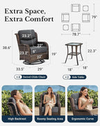 HILLGA Luxury Patio Furniture Set with 6-inch Thick Cushion, Outdoor High Back Swivel Rocker Patio Chairs, 6PCS Wicker Conversation Set for Deck Yard and Poolside, Dark Grey (V2)
