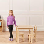 ECR4Kids 24in Square Hardwood Table with 22in Legs, Kids Furniture, Antique White