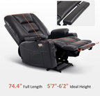 MCombo Oversized Power Lift Recliner Chair with Massage and Heat for Big and Tall Elderly People, Cup Holders, USB Ports, Side Pockets, Faux Leather R7541 (Black, Large-Oversize)