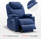 MCombo Dual Motor Large Power Lift Recliner Chair for Elderly, Lay Flat Lift Chair with Heat and Massage, Big Lift Recliner for Tall People, Faux Leather 7815 (Blue, Large)