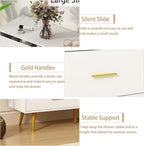 White Dresser for Bedroom with Gold Handles, 6 Drawer Wood Dresser Modern Chest of Organizer Storage Drawers for Hallway, Living Room, TV Stand