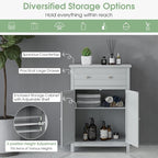 LOKO Bathroom Floor Cabinet, Kitchen Storage Cabinet with 1 Drawer, 2 Doors & 3-Position Adjustable Shelf, 2-Door Floor Storage Cabinet for Bathroom, Living Room, Entryway (Grey)