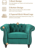 Living Room Chair, Modern Velvet Chesterfield Sofa Chair, Mid Century Single Sofa Couch Chair with Tufted Back and Rolled Arms, Accent Sofa Chair for Living Room Apartment, Green