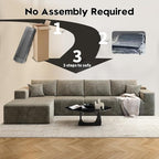 135.4" Cloud Modular Sectional Sofa Couch with L-Shape Chaise,Modern Minimalist Upholstered Couches for Living Room Bedroom,Deep Seat Corner Couch，No Assembly Required (Camel,Left Facing Chaise)
