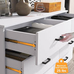Bigbiglife Wood Dresser for Bedroom, 6 Drawer Double Dresser, Modern Chest of Drawers with Deep Drawers, Large Storage Organizer for Living Room, Closet (White)
