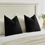 FUTEI Black Decorative Throw Pillow Covers 18x18 Inch Set of 2,Soft Cozy Wheat Ear Striped Patterns Cushion Cases,Modern Home Decor for Couch Bed Living Room