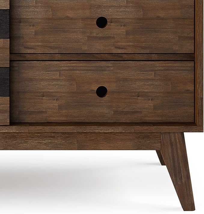 SIMPLIHOME Clarkson SOLID ACACIA WOOD 48 inch Wide Mid Century Medium Storage in Rustic Natural Aged Brown for the Living Room, Entryway and Family Room