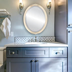 OVALCREST Oval Beveled Wall Mirror for Home Decor - Athena Style - Taupe - 21" x 17" Outside Dimensions